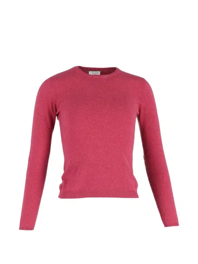 Pre-owned Brunello Cucinelli Vintage Elbow-patch Pullover Sweater In Pink
