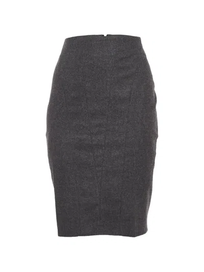 Pre-owned Brunello Cucinelli Vintage Felt Pencil Mini Skirt In Gray