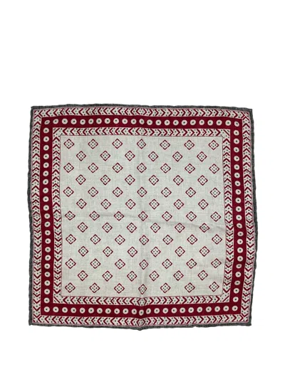 Pre-owned Brunello Cucinelli Vintage Geometric Pattern Pocket Square Scarf In Neutral