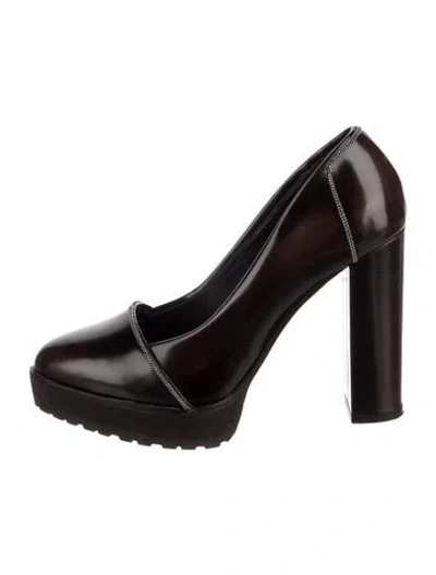 Pre-owned Brunello Cucinelli Vintage Leather Pumps In Brown