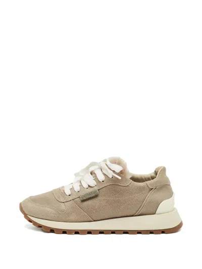 Pre-owned Brunello Cucinelli Vintage Leather Sneakers In Neutral