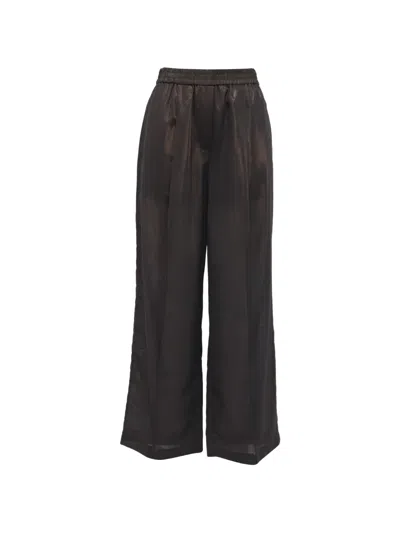 Pre-owned Brunello Cucinelli Vintage Metallic Wide-leg Trousers In Brown