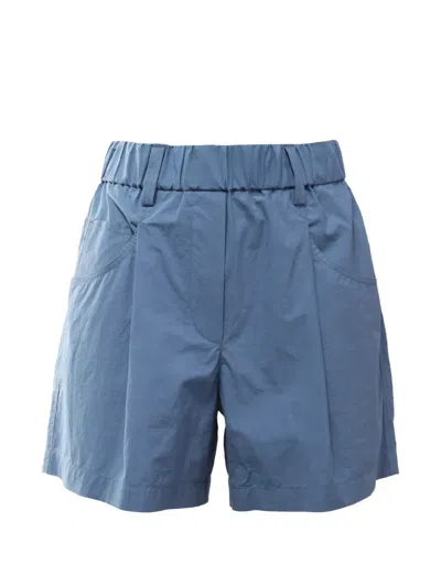 Pre-owned Brunello Cucinelli Vintage Monili-embellished Elasticated Shorts In Blue