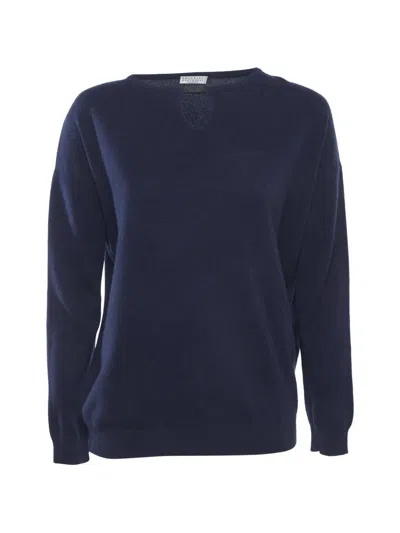Pre-owned Brunello Cucinelli Vintage Monili Sweater In Blue