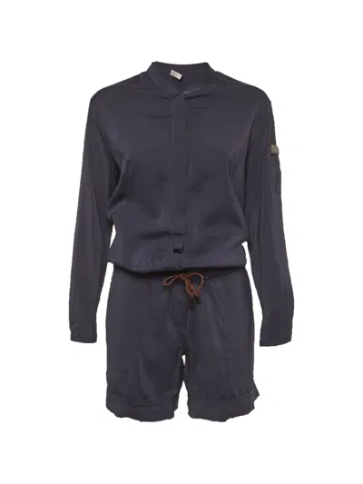 Pre-owned Brunello Cucinelli Vintage Monili-detail Long-sleeve Playsuit In Blue