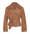 Brunello Cucinelli Vintage Nappa Leather Cropped Trench Coat In Brown