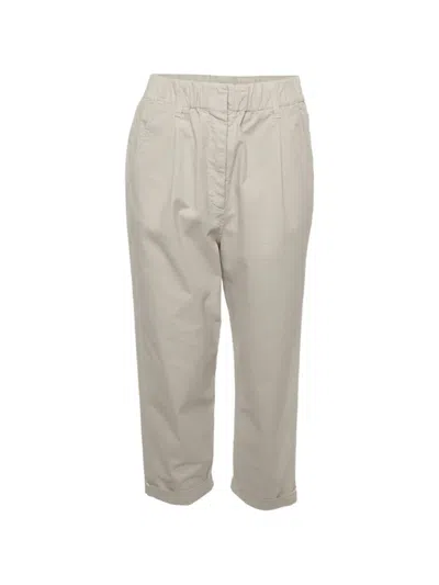 Pre-owned Brunello Cucinelli Vintage Pleated-detail Cropped Trousers In Neutral