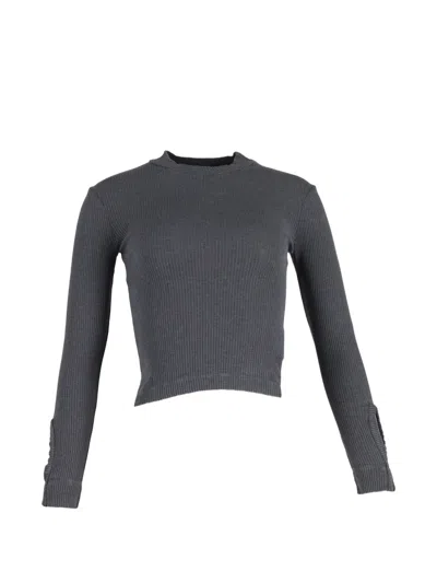 Pre-owned Brunello Cucinelli Vintage Ribbed-knit Long Sleeve T-shirt In Gray