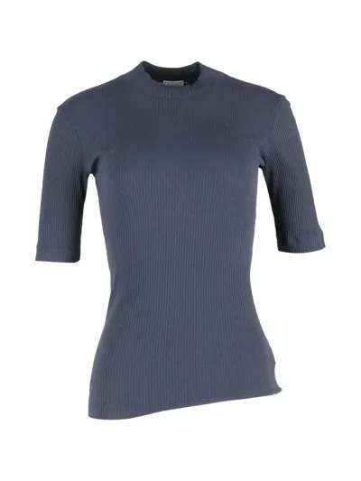Pre-owned Brunello Cucinelli Vintage Ribbed-knit T-shirt In Blue