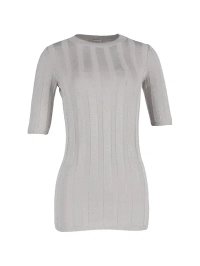 Pre-owned Brunello Cucinelli Vintage Ribbed Sleeve Sweater In Gray