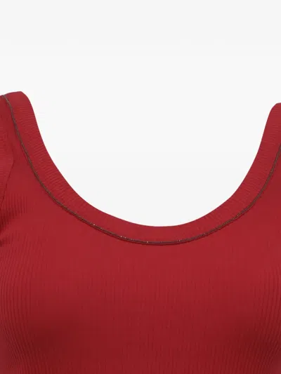 Pre-owned Brunello Cucinelli Vintage Ribbed Tank Top In Red