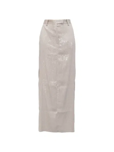 Pre-owned Brunello Cucinelli Vintage Sequin-embellished Maxi Skirt In Neutral