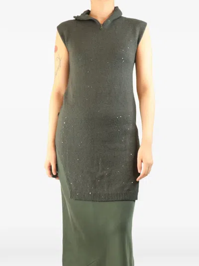 Pre-owned Brunello Cucinelli Vintage Sequin-embellished Sleeveless Top In Green