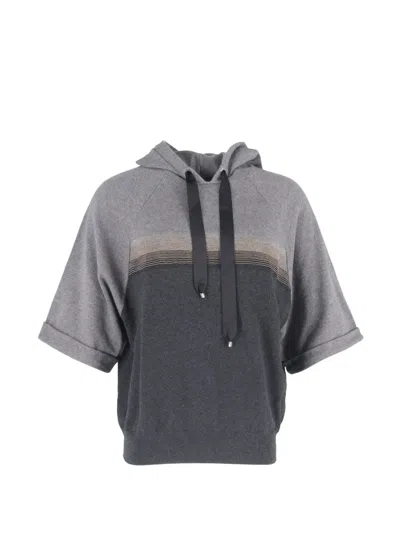 Pre-owned Brunello Cucinelli Vintage Short-sleeve Hoodie In Gray