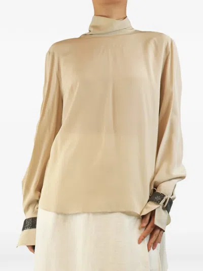Pre-owned Brunello Cucinelli Vintage Silk Blouse In Neutral