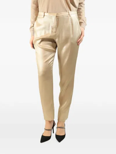 Pre-owned Brunello Cucinelli Vintage Silk Trousers In Gold