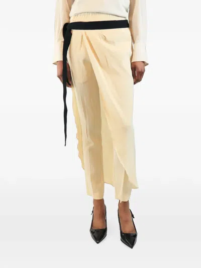 Pre-owned Brunello Cucinelli Vintage Skirt-overlay Straight Trousers In Neutral