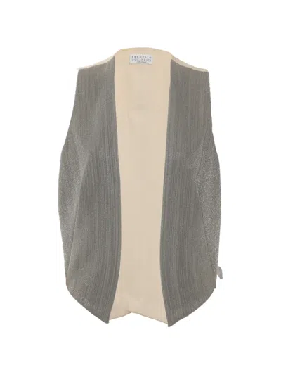 Pre-owned Brunello Cucinelli Vintage Sleveeless Embellishment Waistcoat In Gray