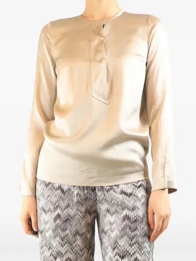 Pre-owned Brunello Cucinelli Vintage Sparkly Silk Top In Neutral