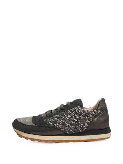 Pre-owned Brunello Cucinelli Vintage Sparkly Tweed Sneakers In Gray