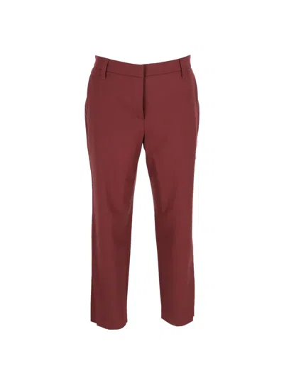 Pre-owned Brunello Cucinelli Vintage Straight-leg Wool Trousers In Red