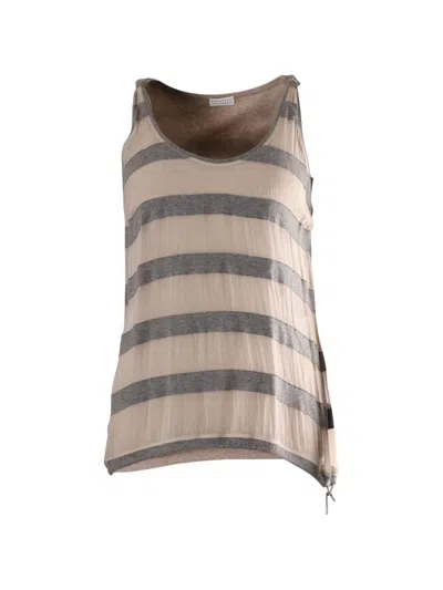 Pre-owned Brunello Cucinelli Vintage Stripe Sleeveless Top In Neutral