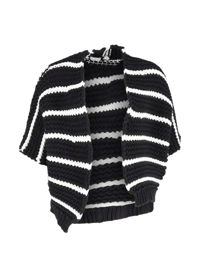 Pre-owned Brunello Cucinelli Vintage Striped Open Cardigan In Black