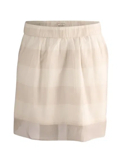 Pre-owned Brunello Cucinelli Vintage Striped-pattern Mini Skirt In Neutral