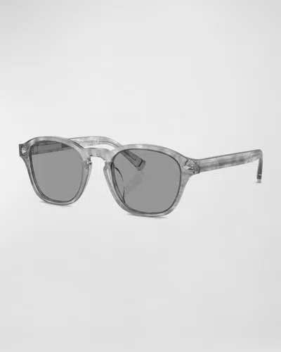Brunello Cucinelli Vintage-style Acetate Square Sunglasses In Grey