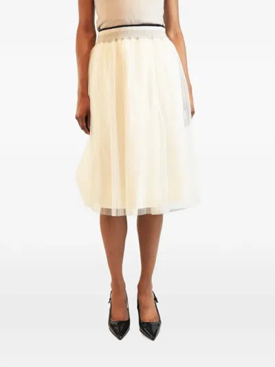 Pre-owned Brunello Cucinelli Vintage Tulle Midi Skirt In Neutral