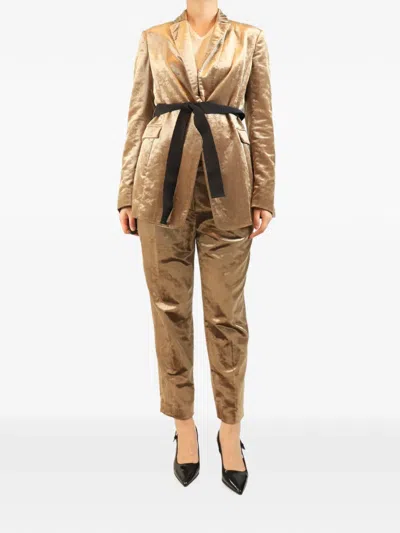Pre-owned Brunello Cucinelli Vintage Velvet Belted Suit Set In Neutral