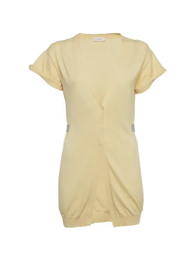 Pre-owned Brunello Cucinelli Vintage V-neck Short-sleeve Cardigan In Neutral