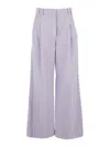 Brunello Cucinelli Violet Pants With Monil Detail On The Loop And Wide Leg In Cotton And Linen Blend Woman In Multicolor