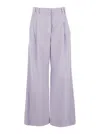 Brunello Cucinelli Violet Pants With Monil Detail On The Loop And Wide Leg In Cotton And Linen Blend Woman In Violet