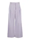Brunello Cucinelli Violet Pants With Monil Detail On The Loop And Wide Leg In Cotton And Linen Blend Woman