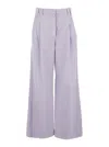 Brunello Cucinelli Violet Pants With Monil Detail On The Loop And Wide Leg In Cotton And Linen Blend Woman In Purple