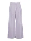 Brunello Cucinelli Violet Pants With Monil Detail On The Loop And Wide Leg In Cotton And Linen Blend Woman In Purple