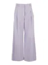Brunello Cucinelli Violet Pants With Monil Detail On The Loop And Wide Leg In Cotton And Linen Blend Woman In Purple