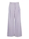 Brunello Cucinelli Violet Pants With Monil Detail On The Loop And Wide Leg In Cotton And Linen Blend Woman In Purple