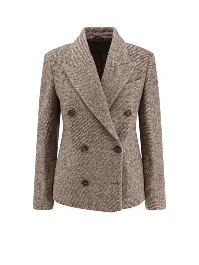 Brunello Cucinelli Virgin Wool And Silk Coat In Neutral