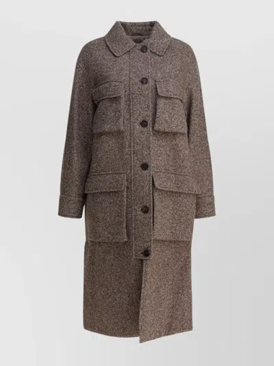 BRUNELLO CUCINELLI VIRGIN WOOL AND SILK DIAGONAL COAT
