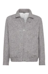 Brunello Cucinelli Bomber Jacket With Padding In Stone Grey
