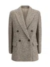 Brunello Cucinelli Virgin Wool And Silk Mélange Jacket In Brown