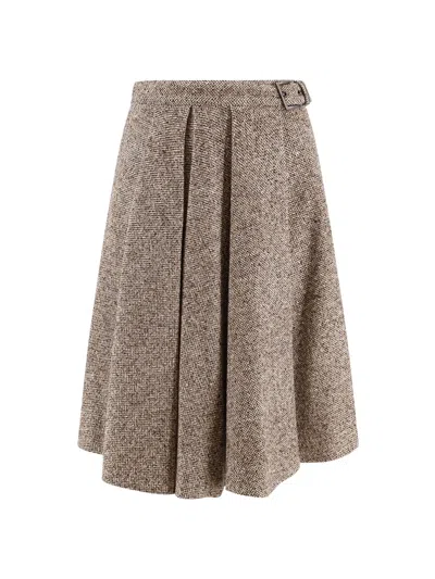Brunello Cucinelli Virgin Wool And Silk Midi Skirt