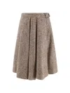 Brunello Cucinelli Virgin Wool And Silk Midi Skirt In Gray