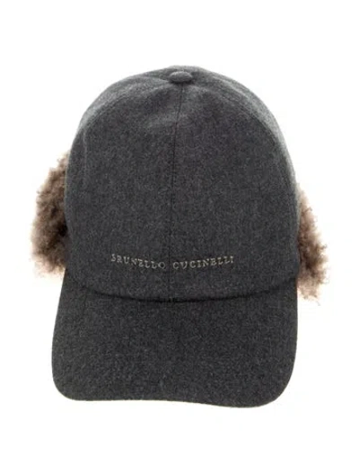 Pre-owned Brunello Cucinelli Virgin Wool Baseball Cap In Gray