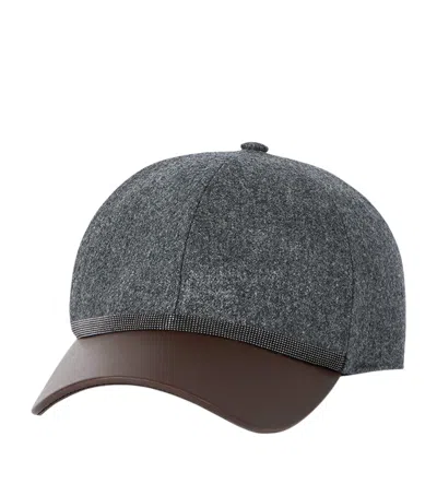 Brunello Cucinelli Virgin Wool Baseball Cap In Grey