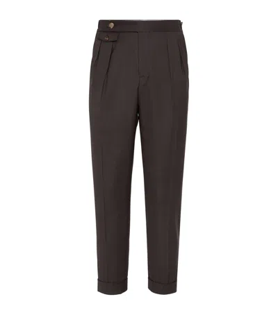 Brunello Cucinelli Virgin Wool Batavia Twill Leisure Trousers In Brown