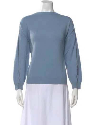 Pre-owned Brunello Cucinelli Virgin Wool Bateau Neckline Sweater In Blue