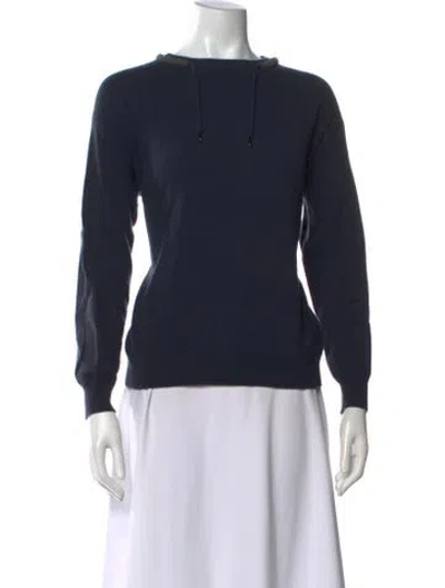 Pre-owned Brunello Cucinelli Virgin Wool Bateau Neckline Sweater In Blue